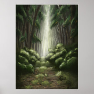 Enchanted Canopy: Dark and Þykk Green Forest Poster