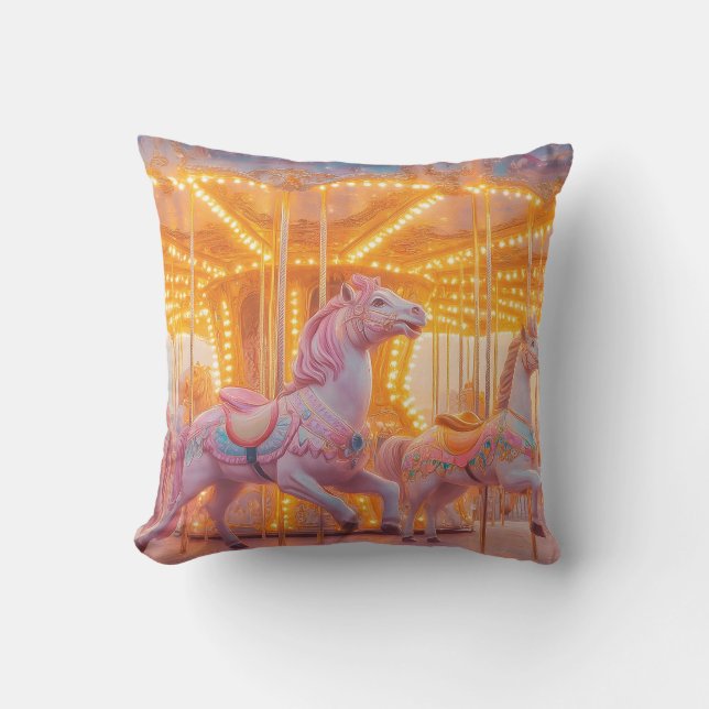 Enchanted Carousel: Whimsical Fairytale Scene Cushion (Front)