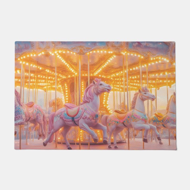 Enchanted Carousel: Whimsical Fairytale Scene Doormat (Front)