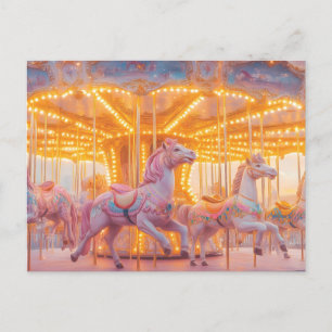 Enchanted Carousel: Whimsical Fairytale Scene Holiday Postcard