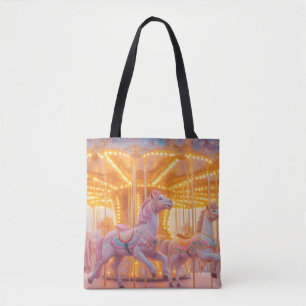 Enchanted Carousel: Whimsical Fairytale Scene Tote Bag