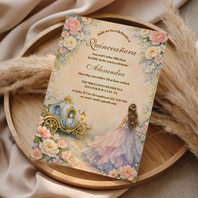 Enchanted Carriage Fairytale Quinceañera Invitation (Creator Uploaded)