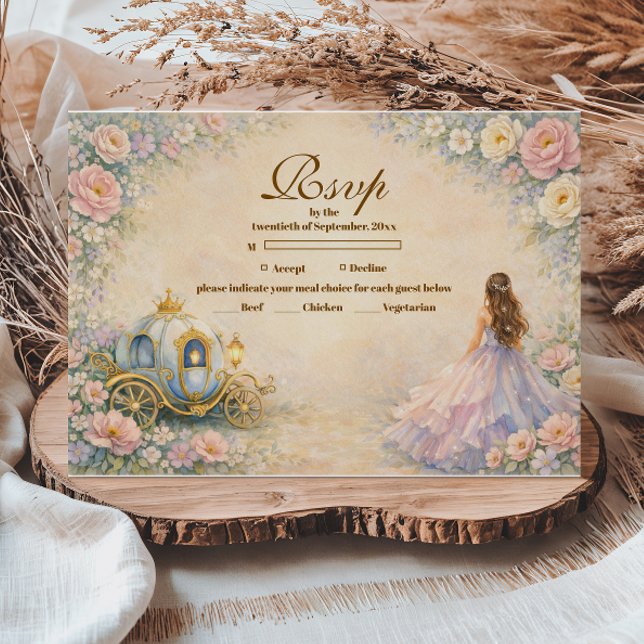 Enchanted Carriage Fairytale Quinceañera RSVP Card (Creator Uploaded)