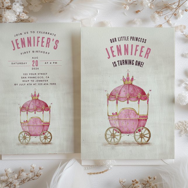 Enchanted Carriage First Birthday Invitation (Creator Uploaded)