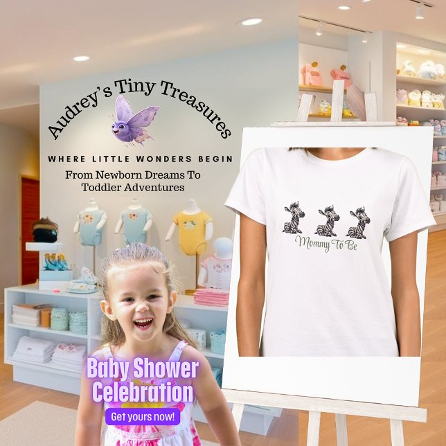 Enchanted Cartoon Zebra Baby Shower  T-Shirt (Creator Uploaded)