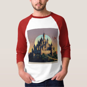Enchanted Castle and Dragon – Magical Fantasy Art T-Shirt
