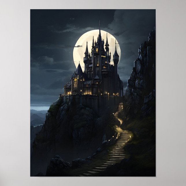 Enchanted Castle at Midnight Poster (Front)