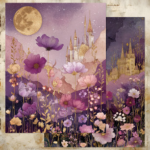 ENCHANTED CASTLE IN PURPLE MEADOW PAPER SHEET