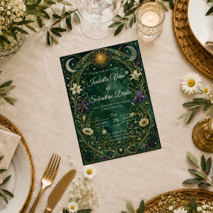 Enchanted Celestial Art Nouveau Wedding Invitation