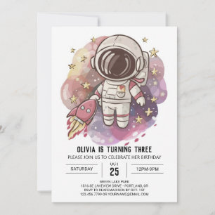  Enchanted Celestial Bliss Astronaut Birthday Invitation