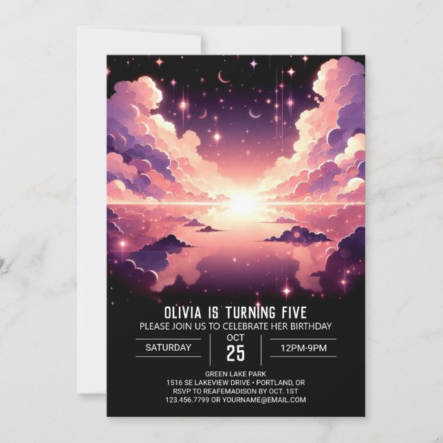 Enchanted Celestial Digital Birthday Invitation (Front)