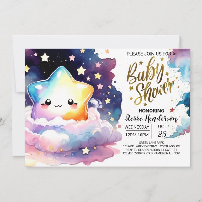 Enchanted Celestial Night Baby Shower Invitation (Front)