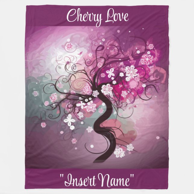 Enchanted Cherry Dance Fleece Blanket (Front)