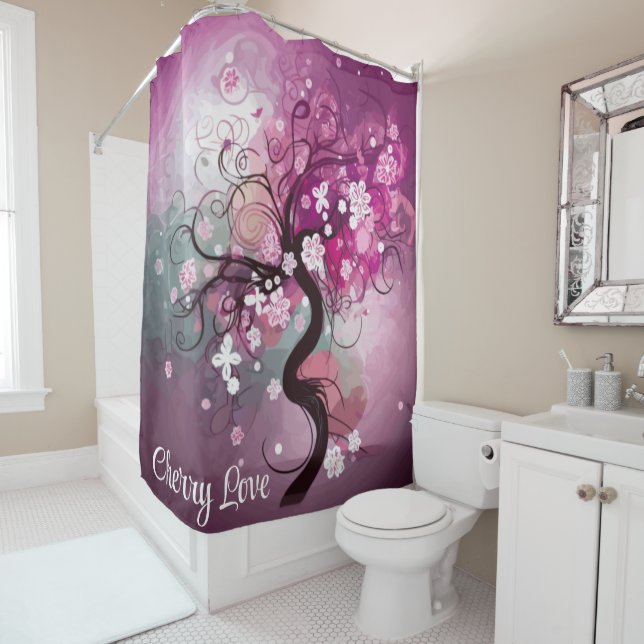 Enchanted Cherry Dance Shower Curtain (In Situ)
