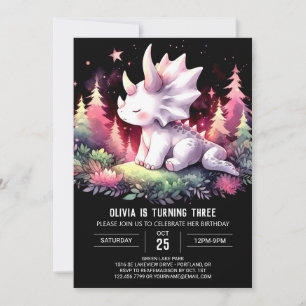 Enchanted Children Triceratops Birthday Invitation