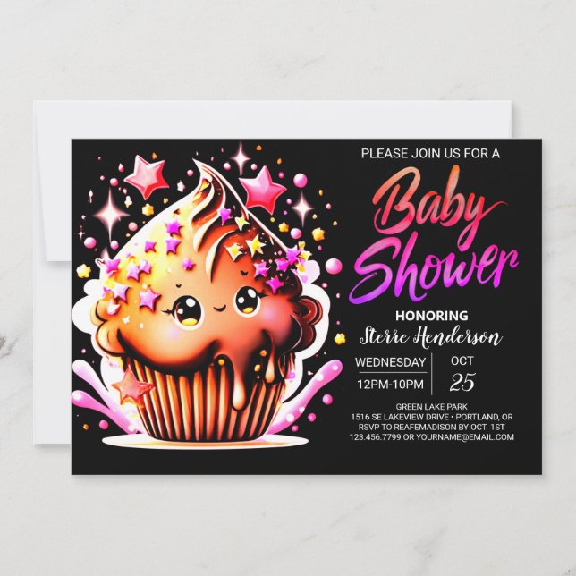 Enchanted Chocolate Whimsy Girl Baby Shower Invitation (Front)