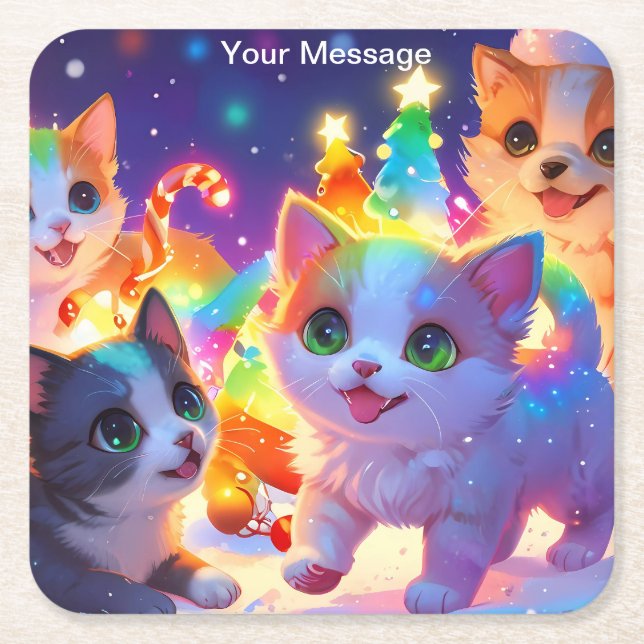Enchanted Christmas Glow Square Paper Coaster (Front)