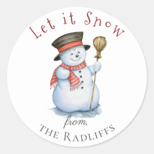 Enchanted Christmas Snowman Personalised Sticker