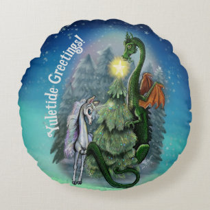 Enchanted Christmas Tree Round Cushion