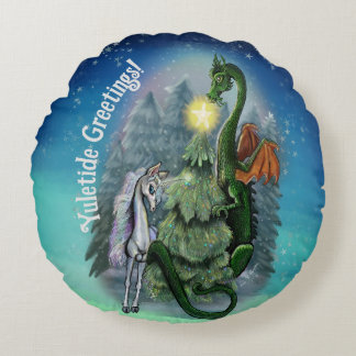 Enchanted Christmas Tree Round Cushion