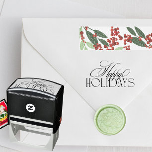 Enchanted Classic Black Elegance Happy Holiday Self-inking Stamp