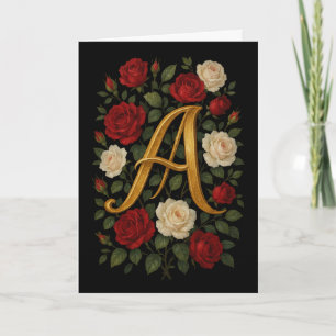 Enchanted Climbing Roses Initial “A” Card