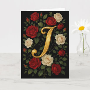 Enchanted Climbing Roses Initial “J” Card
