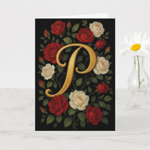 Enchanted Climbing Roses Initial “P” Card
