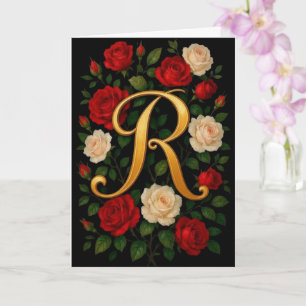  Enchanted Climbing Roses Initial “R”  Card