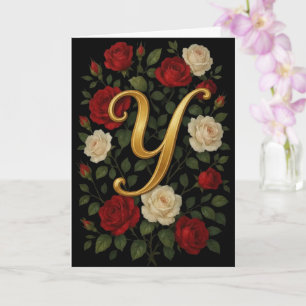 Enchanted Climbing Roses Initial “Y” Card