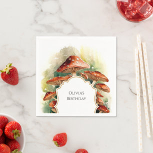 Enchanted Cottage Mushroom Birthday Napkin