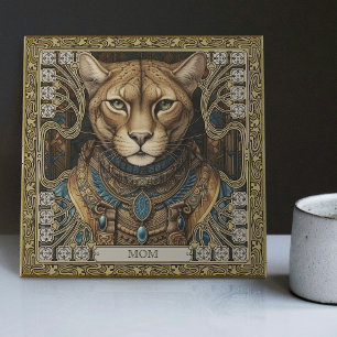 Enchanted Cougar Spirit Customisable Altarpiece Ceramic Tile