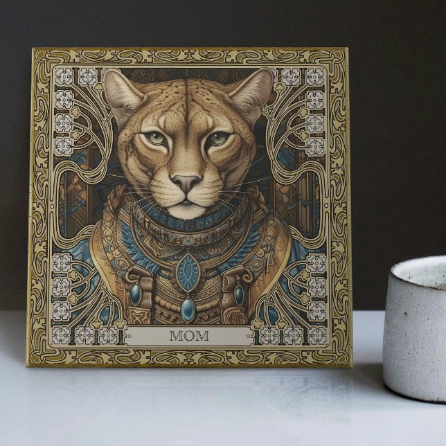 Enchanted Cougar Spirit Customisable Altarpiece Ceramic Tile (Creator Uploaded)