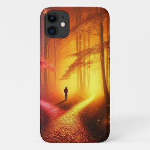 Enchanted Crossroads – Vibrant Autumn Forest Art P iPhone 11 Case
