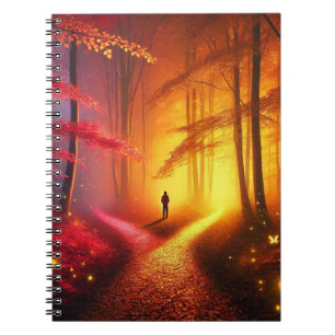 Enchanted Crossroads – Vibrant Autumn Forest Art P Notebook