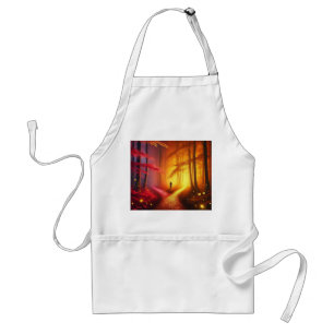Enchanted Crossroads – Vibrant Autumn Forest Art P Standard Apron