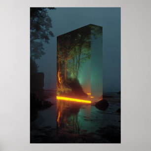 Enchanted Crystal Monolith Forest Glow Poster