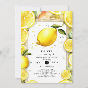 Enchanted Cute Lemon Birthday Invitation
