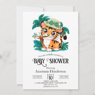 Enchanted Cute Tiger Digital Baby Shower Invitation