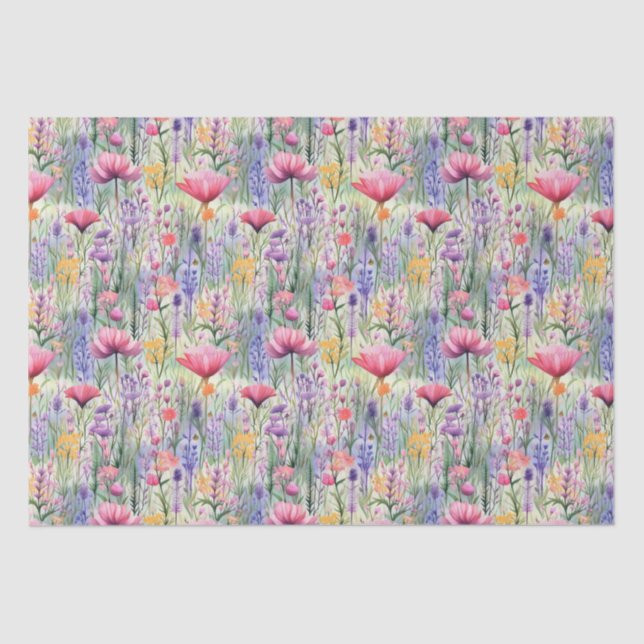 Enchanted Daisy Wildflower Floral Pattern Tissue Paper (Front)