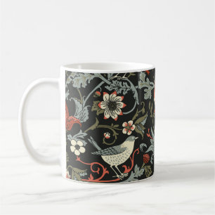 Enchanted Dark Vintage Floral Birds Coffee Mug