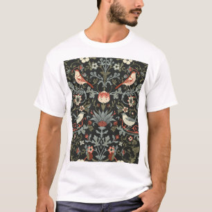 Enchanted Dark Vintage Floral Birds T-Shirt