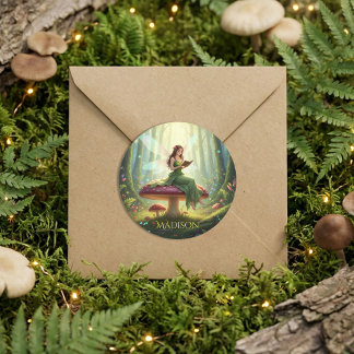 Enchanted Day Fairy Reading a Book Classic Round Sticker