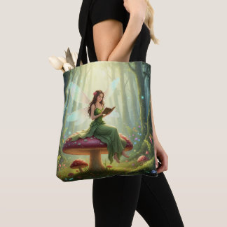 Enchanted Day Fairy Reading a Book Tote Bag