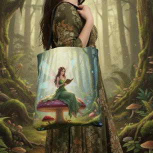 Enchanted Day Fairy Reading a Book Tote Bag