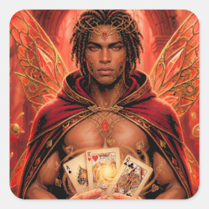 Enchanted Deck Muse Male in Red Square Sticker