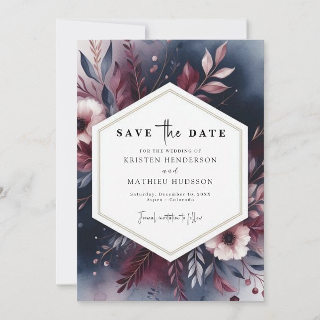Enchanted Digital Burgundy Save The Date (Front)