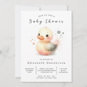 Enchanted Digital Duck Baby Shower Invitation