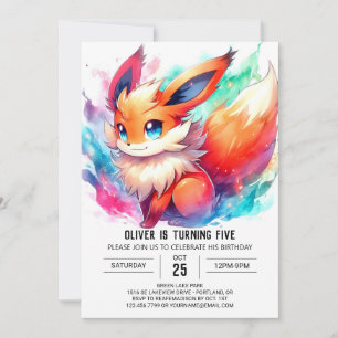 Enchanted Digital Fox Birthday Invitation