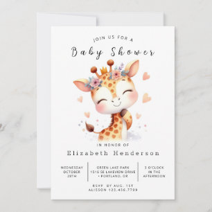 Enchanted Digital Giraffe Baby Shower Invitation